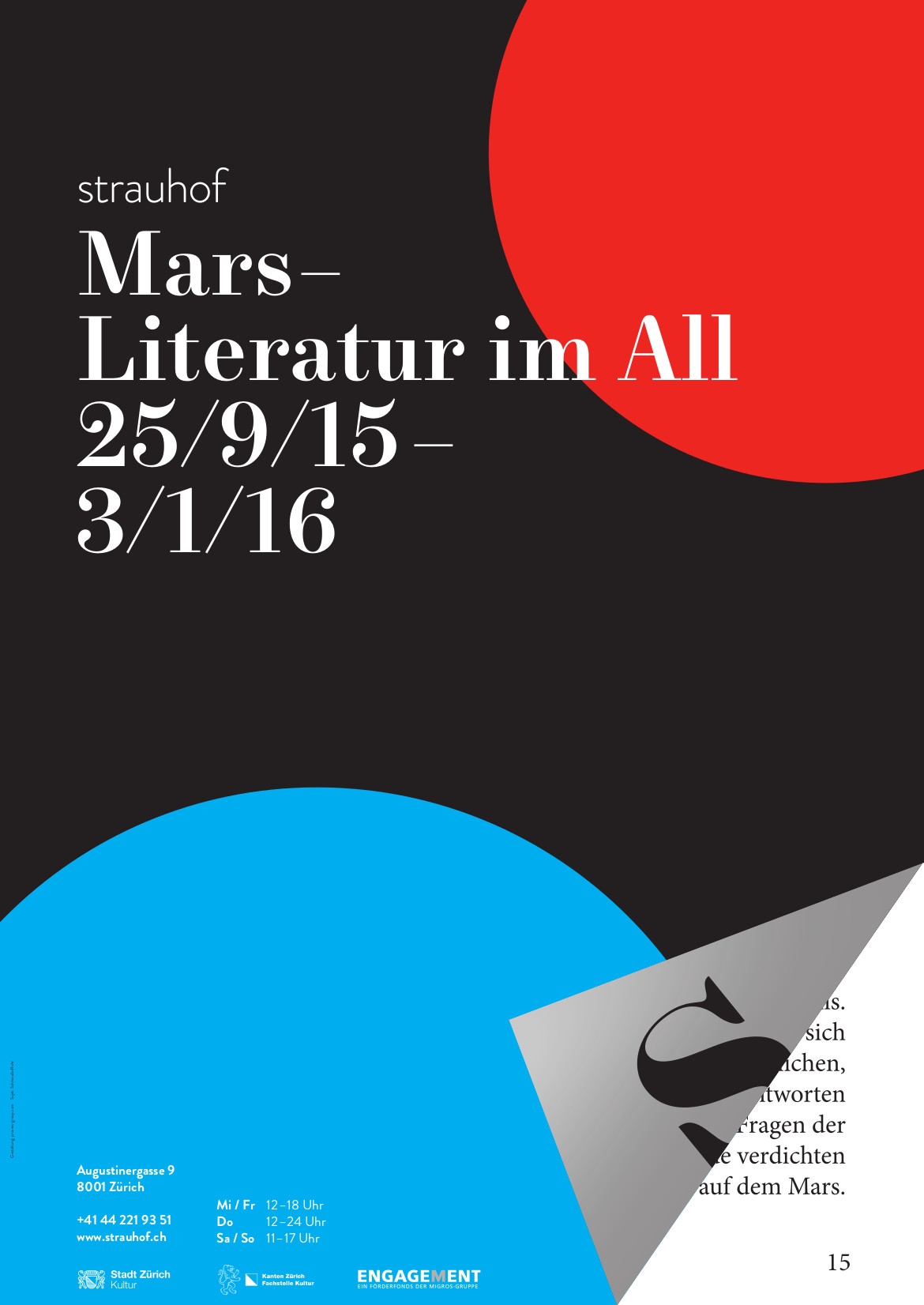 Plakat zur Ausstellung «Mars – Literatur im All» 2015 im Strauhof