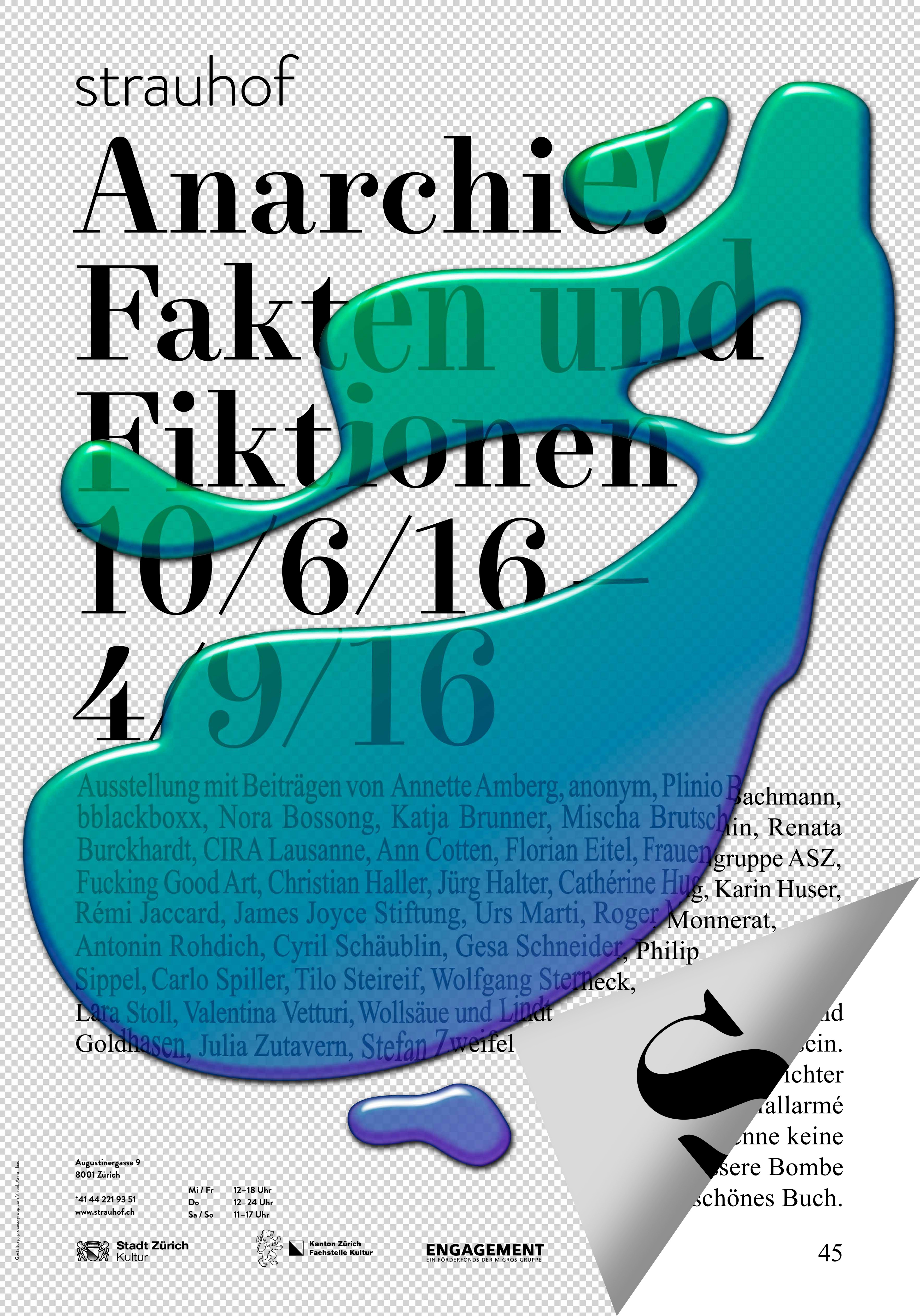Plakat zur Ausstellung «Anarchie! Fakten und Fiktionen» 2016 im Strauhof