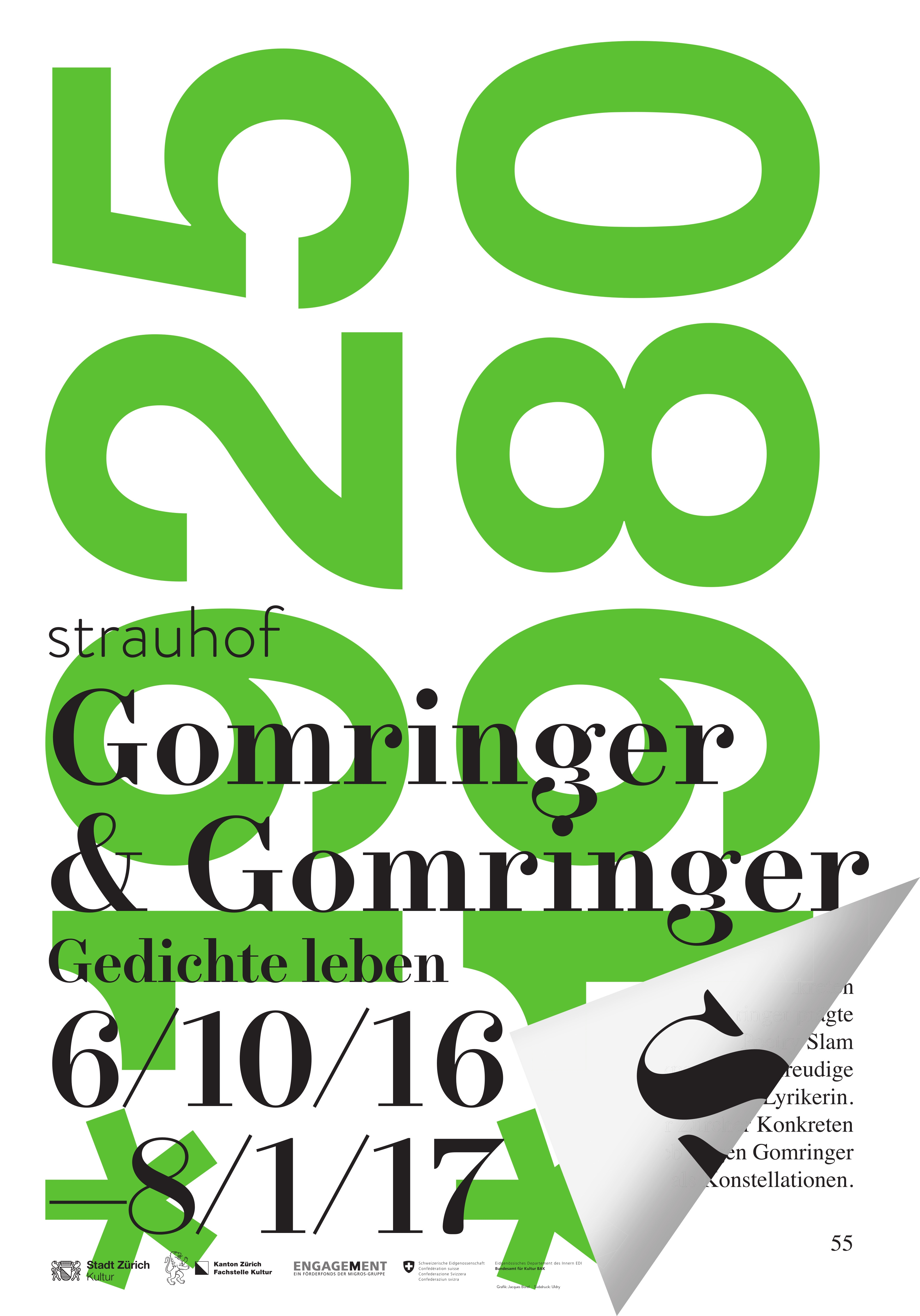 Plakat zur Ausstellung «Gomringer & Gomringer» 2016 im Strauhof