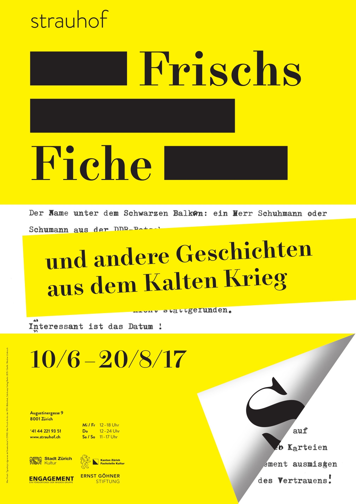 Plakat zur Ausstellung «Frischs Fiche» 2017 im Strauhof