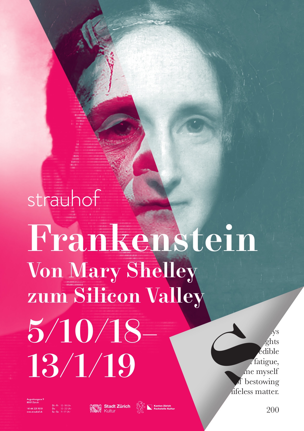 Plakat zur Ausstellung «Frankenstein - Von Mary Shelley zum Silicon Valley» im Strauhof 2018