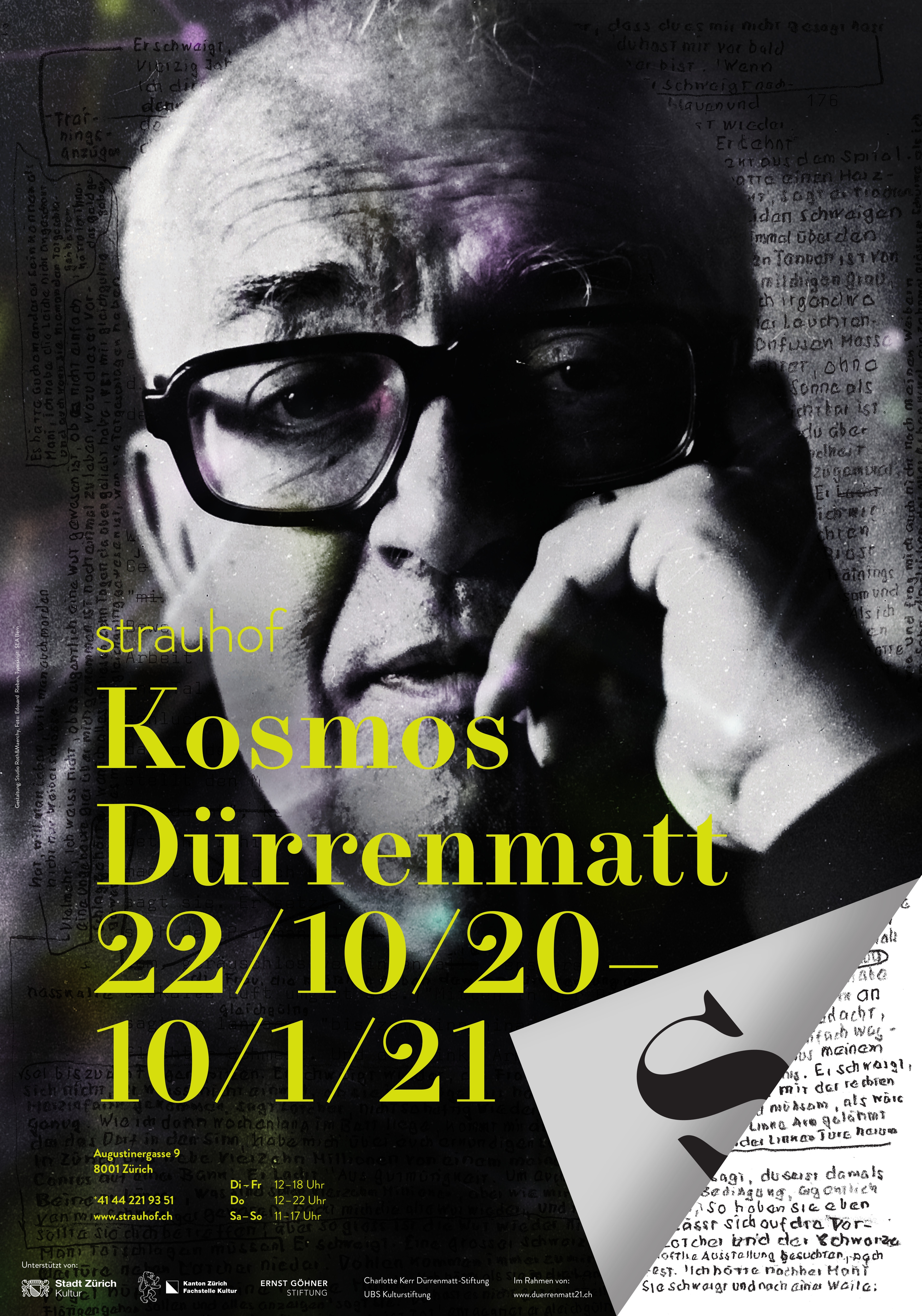 Plakat der Ausstellung «Kosmos Dürrenmatt» im Strauhof 2020